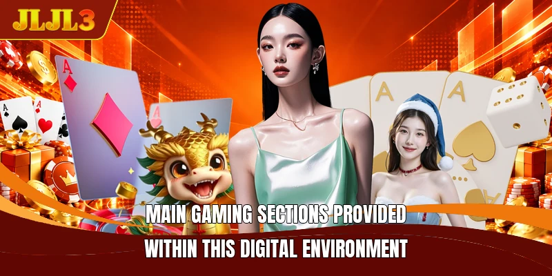 Main gaming sections provided within this digital environment